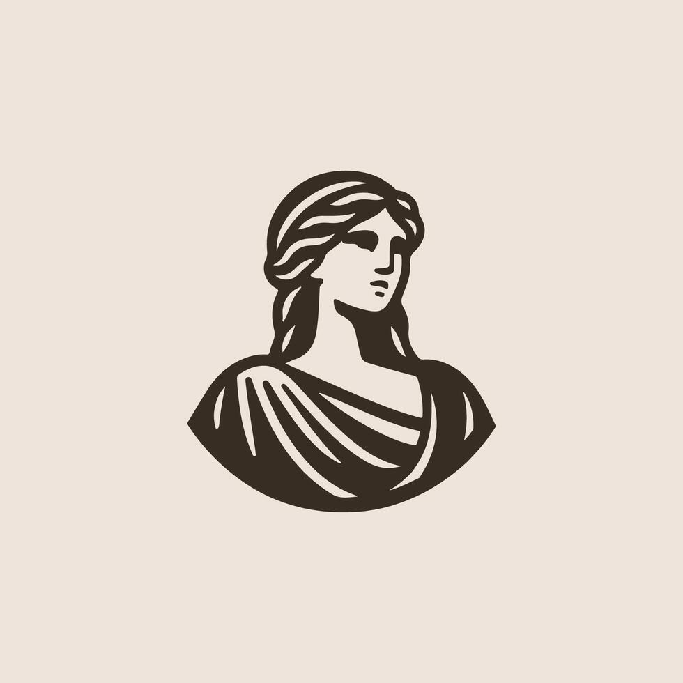 a woman with a headdress in a black and white logo vector