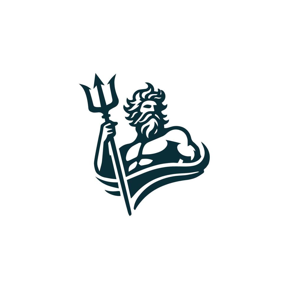 the poseidon logo is a black and white image vector