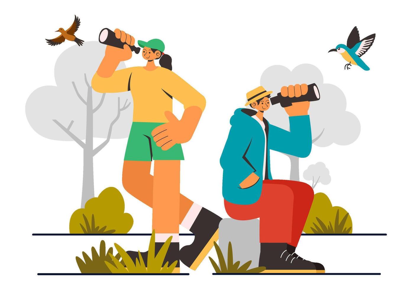 Birdwatching Adventure with Enthusiasts and Experts in a Natural Habitat vector