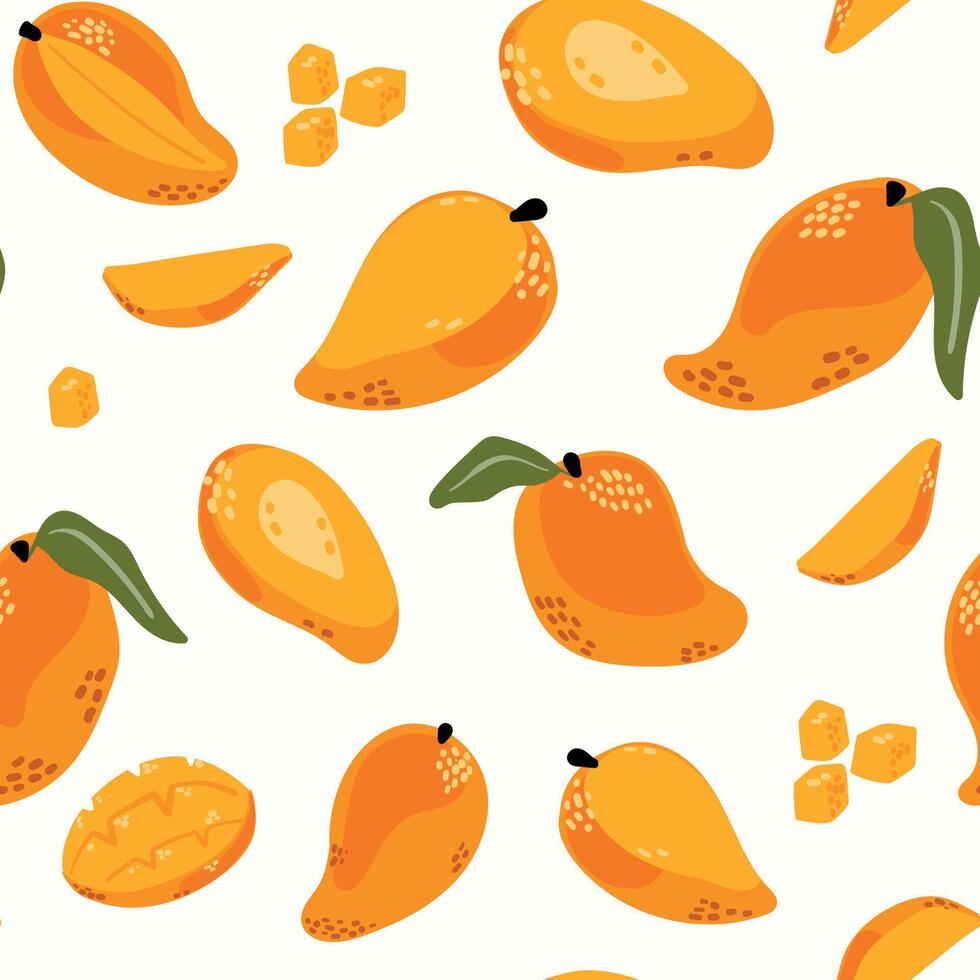 Modern abstract variable mango design with seamless Fruits pattern and unique textures, ideal for fabric, stationery, and home decor. vector