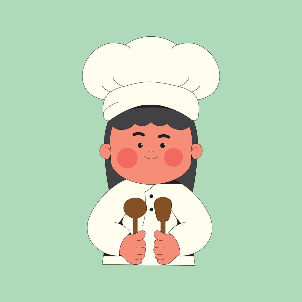 Happy Kawai chef character illustration vector