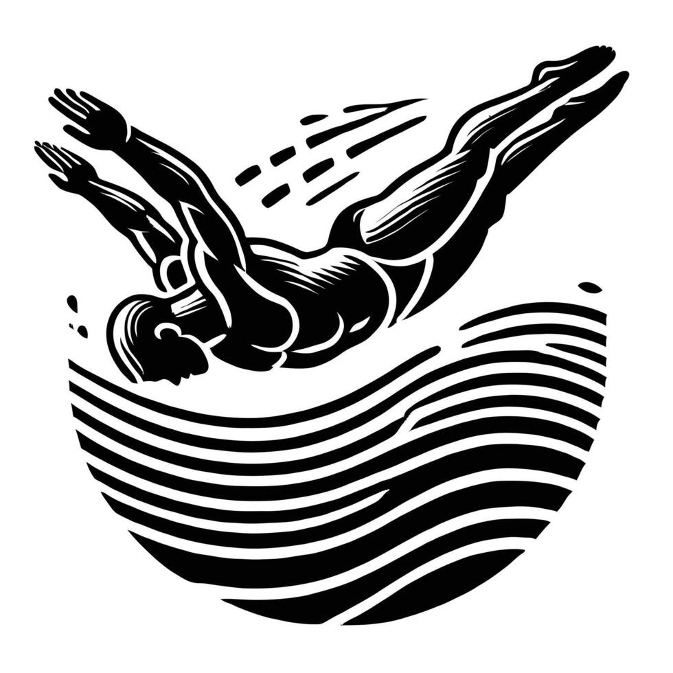 A swimmer diving into the water vector