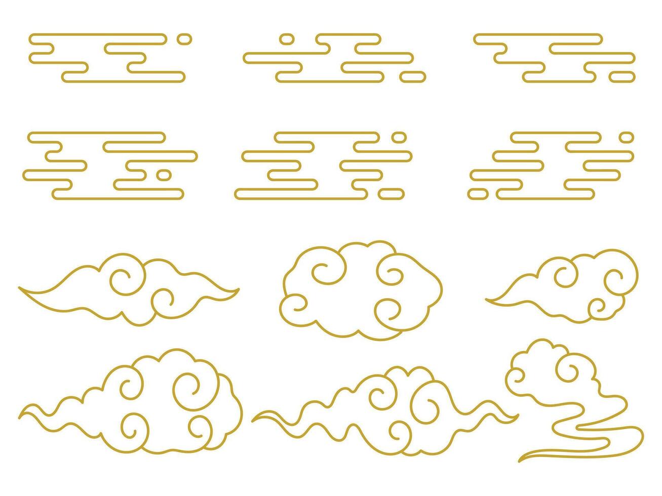 Japanese and chinese style clouds collection. traditional oriental design element vector