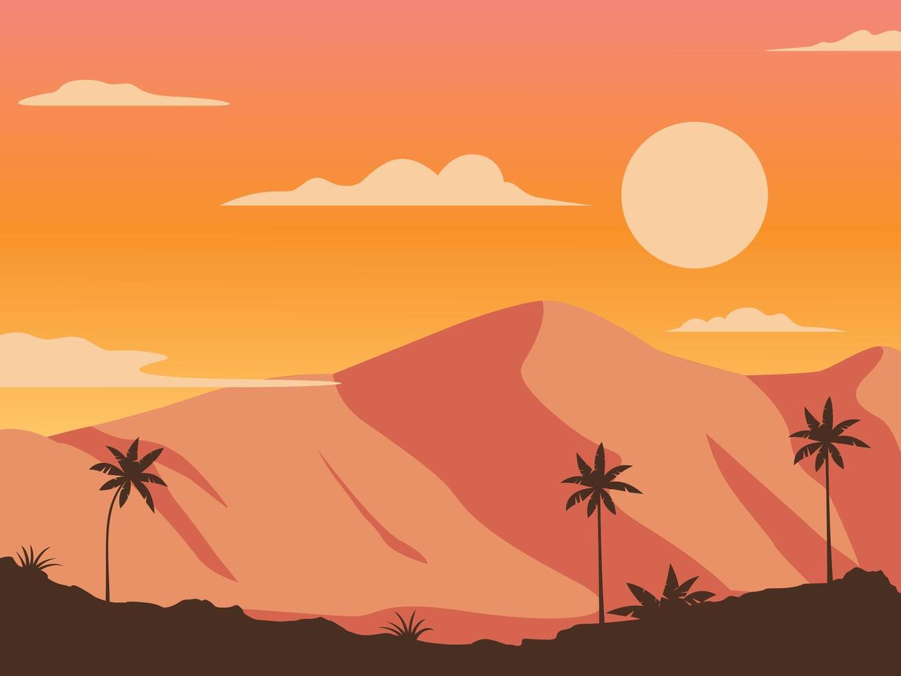 Landscape hills, american desert view, summer, postcard background vector