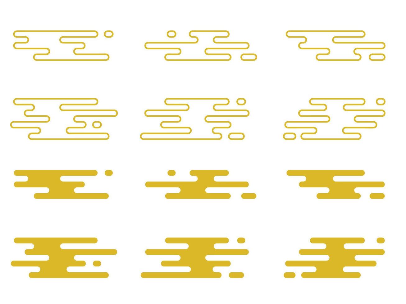 Set of Japanese and chinese style clouds. traditional oriental design element, tribal decorative vector