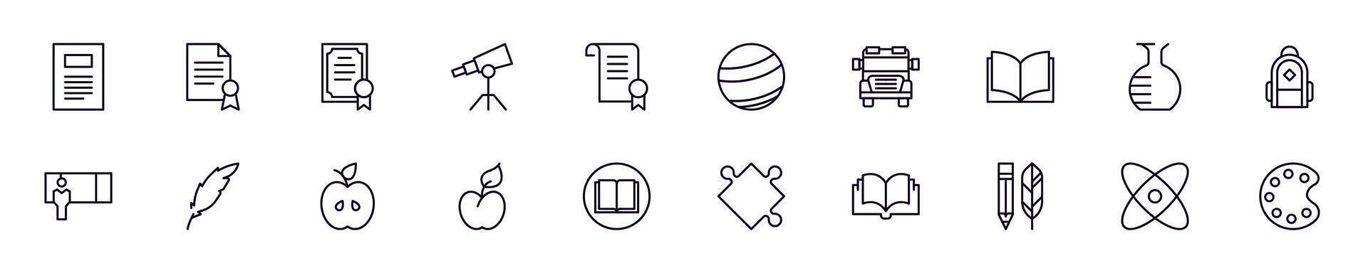Education, school, university modern web icons for infographics. Simple linear illustration for apps, sites, infographics vector