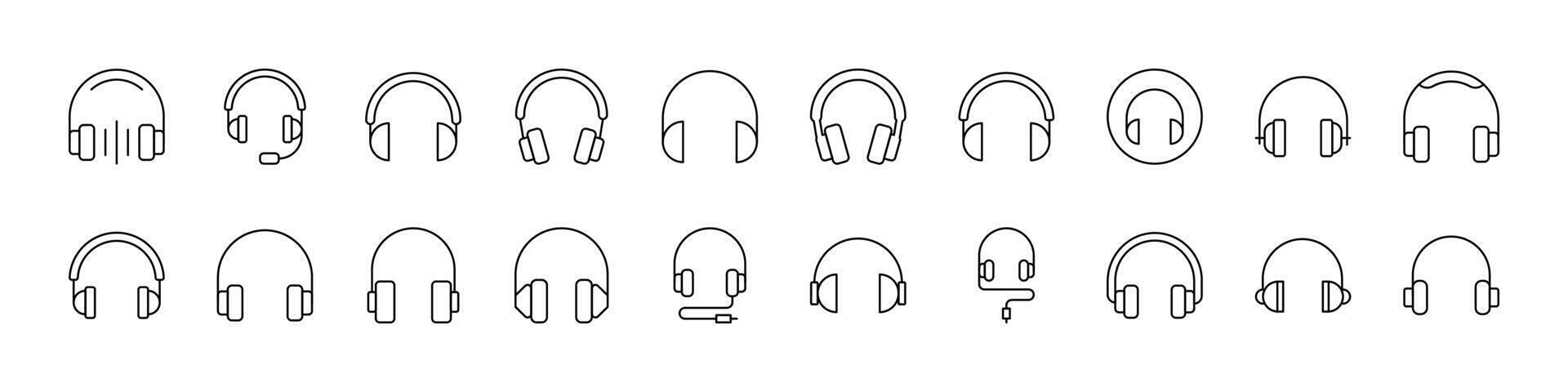 Big Various Headphones Thin Icons Collection. Editable Stroke. Suitable for Web Sites, Books, Cards, Apps vector