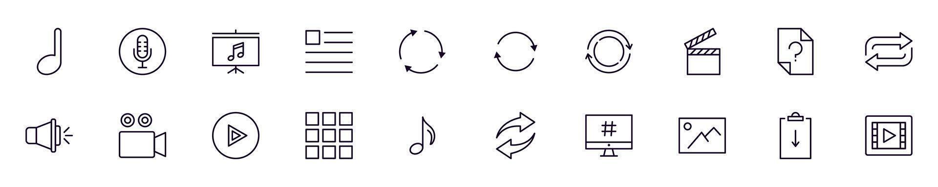 Collection of simple outline illustrations of essential signs for interface. Modern line icons for apps, web sites, shops, stores vector