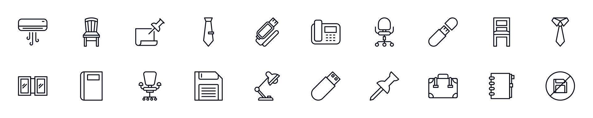 Office line pictograms pack. Editable stroke. Simple linear illustration that can be used as a design element for apps and websites vector
