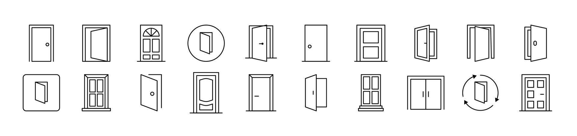 Door Thin Icons Collection. Editable Stroke. Suitable for Web Sites, Books, Cards, Apps vector