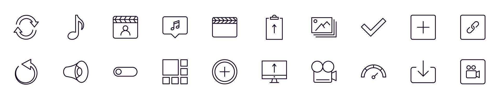 Essential signs for interface linear symbols bundle. Collection for web sites, newspapers, apps, infographics vector