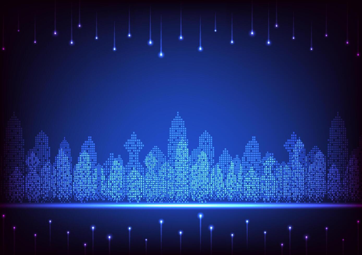 Digital technology city scape background. City town company concept. Design for office, city, town, company communication, connection, telecoms, digital, internet, online, network. vector