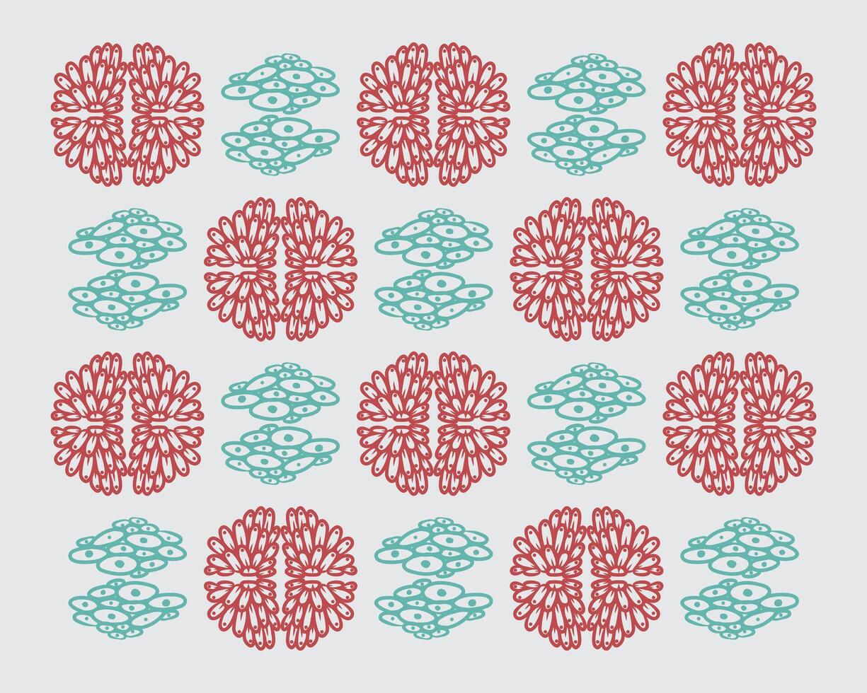 Coral motif vintage pattern fabric textile design print art editable vector