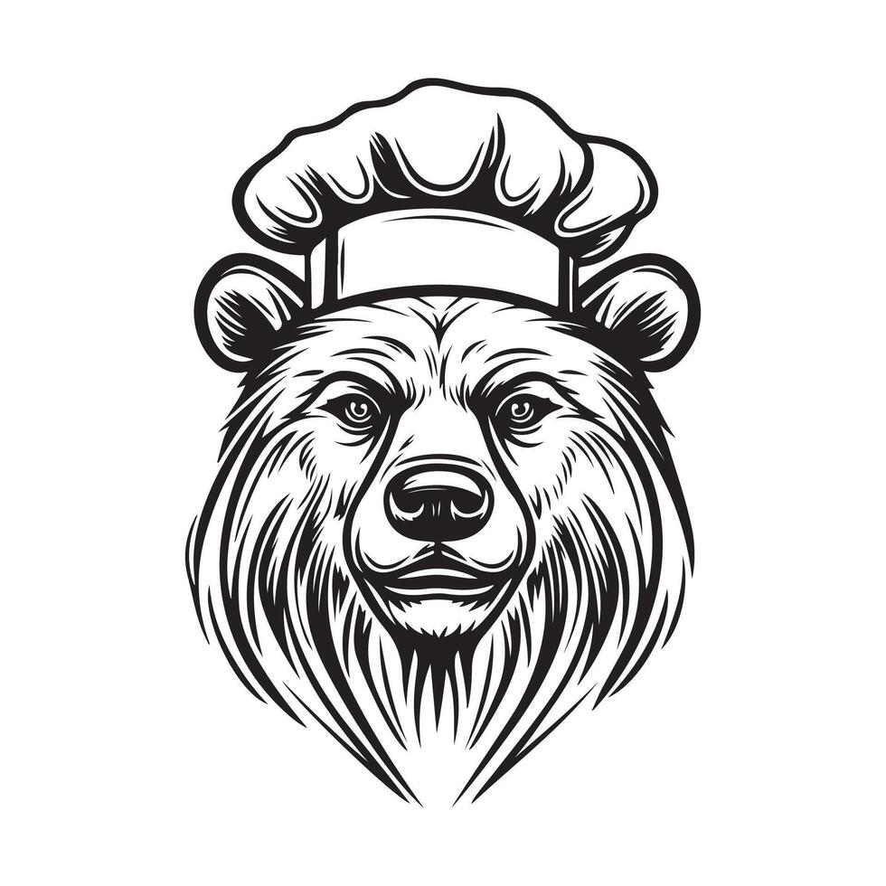 Cartoon Bear in Chef Hat and Uniform Ready to Cook Image Design vector