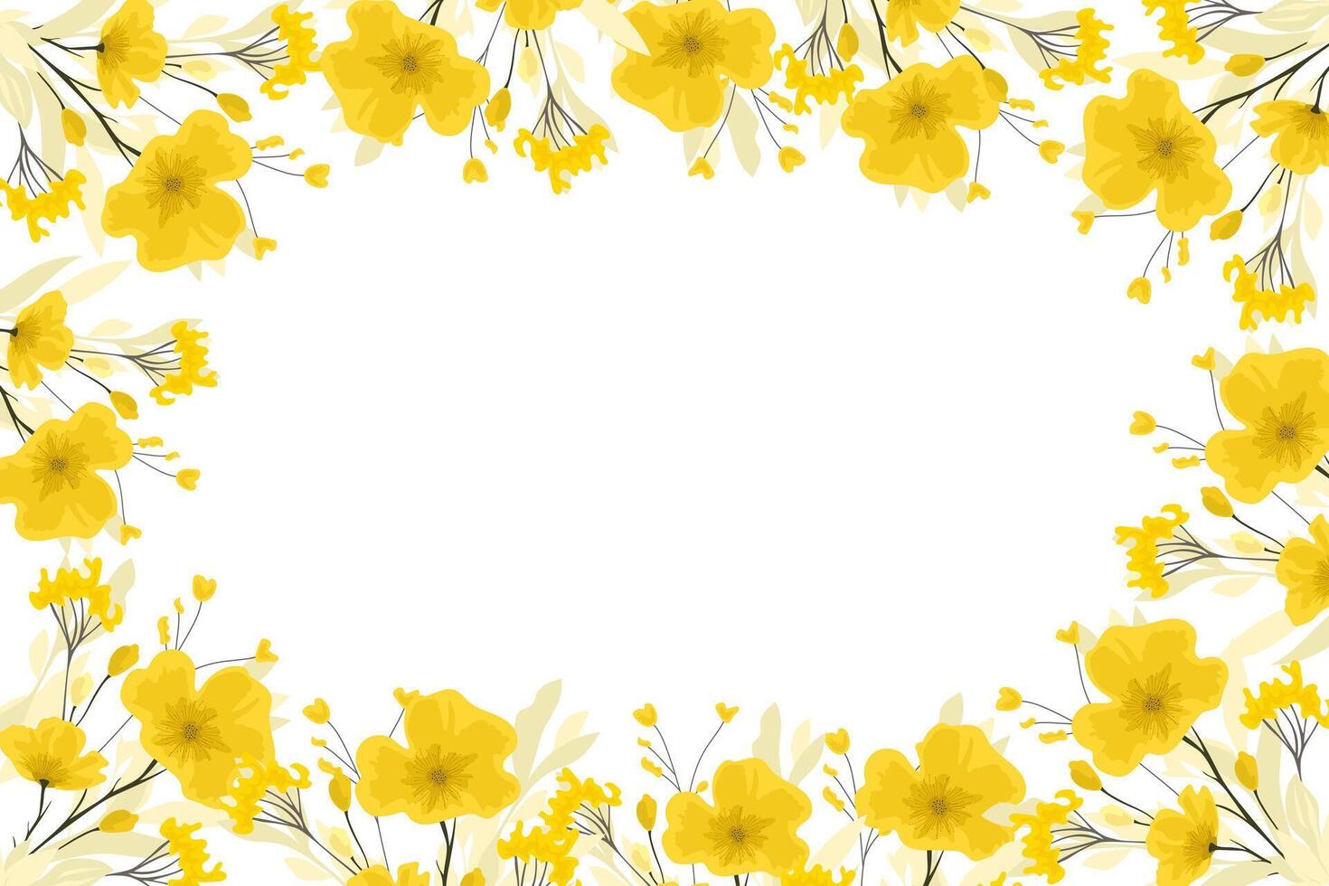 Floral background with yellow flowers. Frame with flowers. Design for postcard, invitation, certificate. vector
