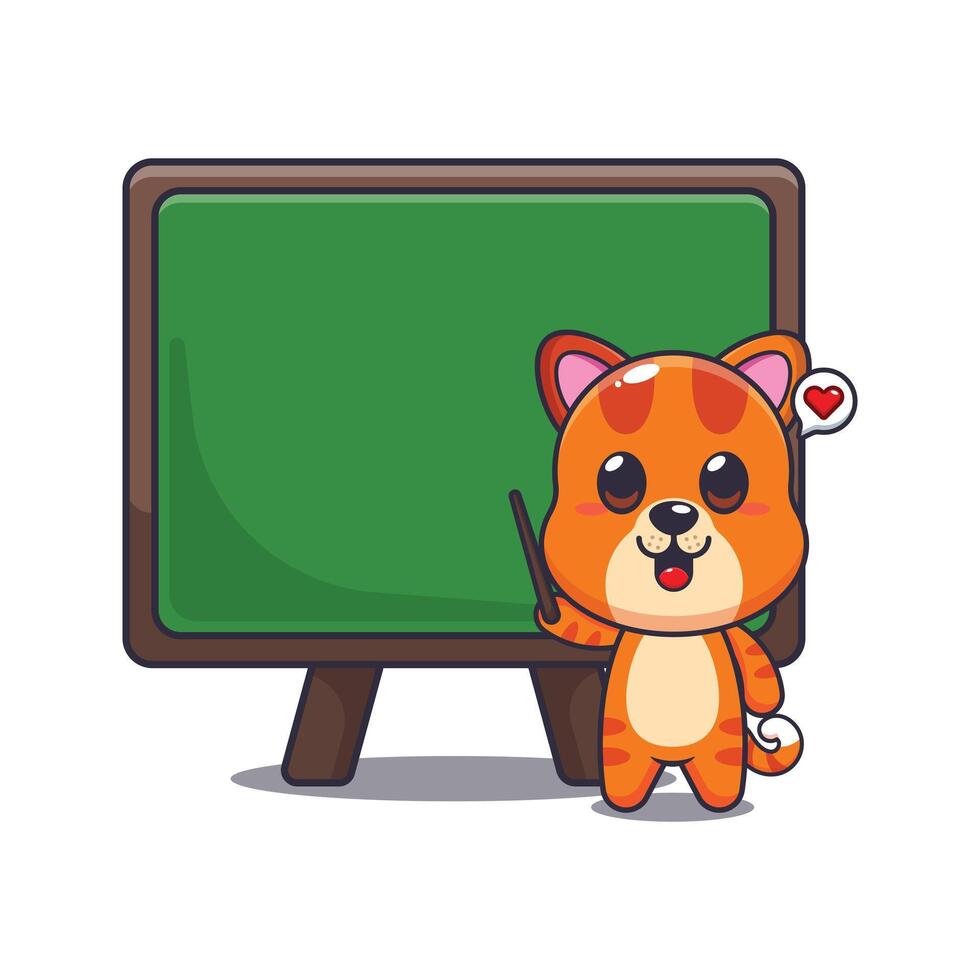 cat mascot cartoon character illustration with blackboard. vector