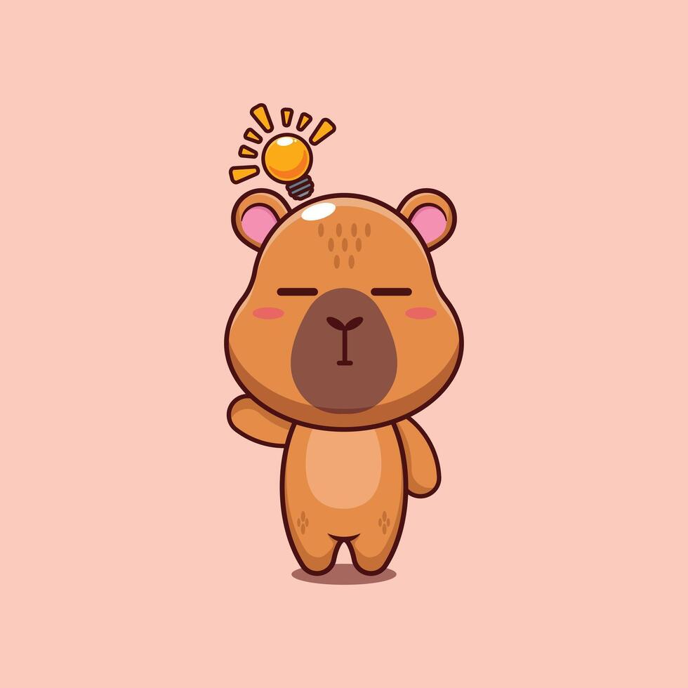 capybara mascot cartoon character illustration get an idea. vector