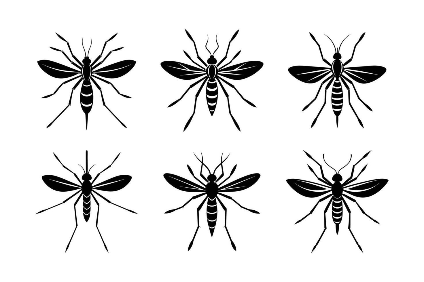 Mosquito silhouette set with white background vector