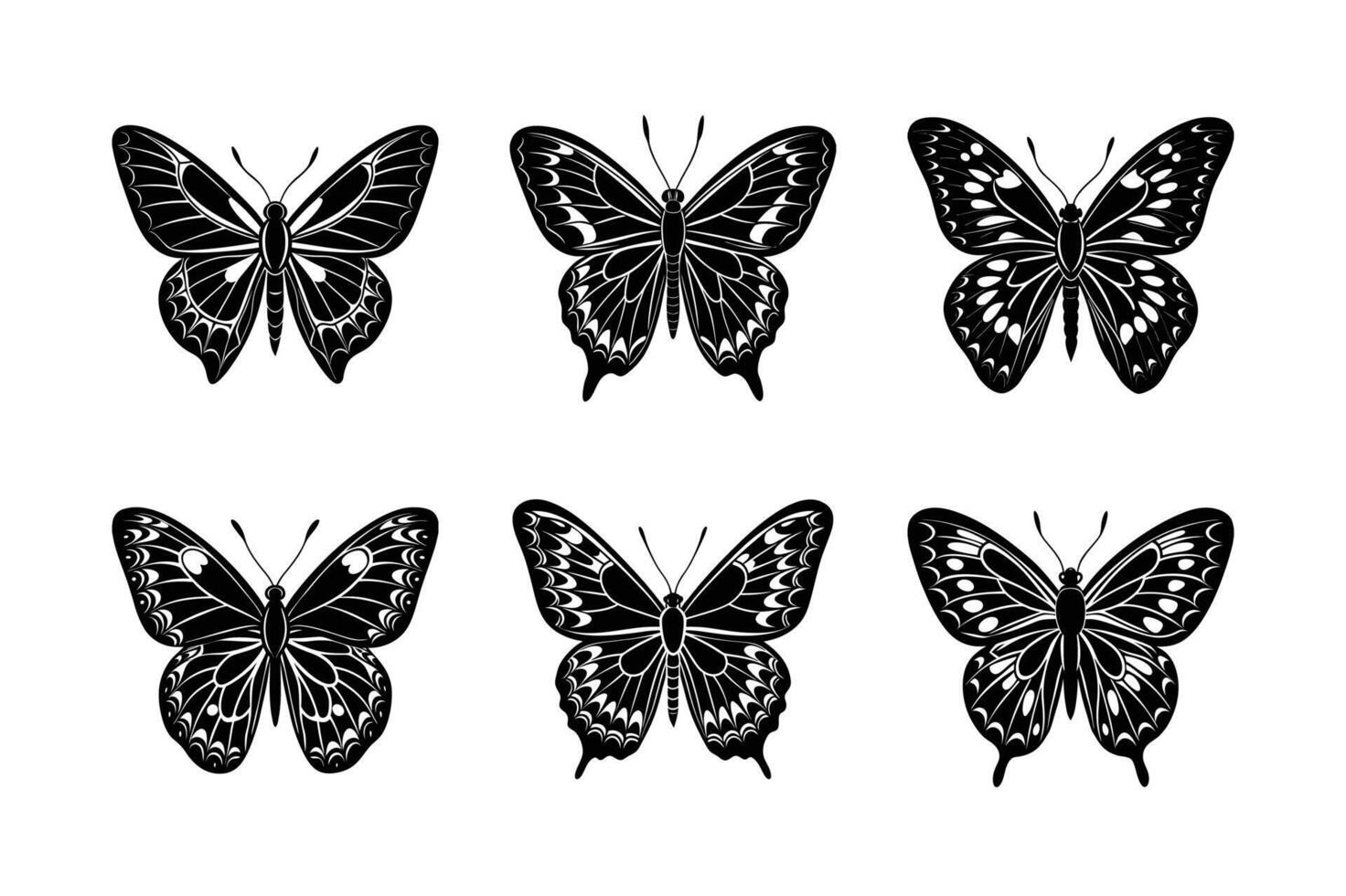 Butterfly silhouette set with white background vector