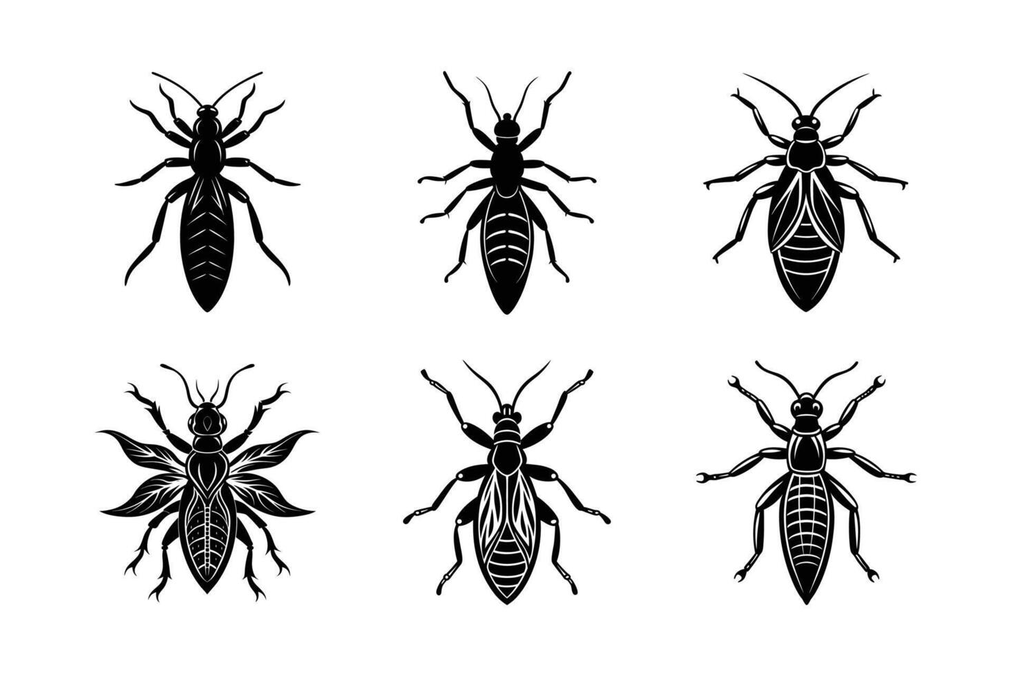 Thrips silhouette set with white background vector