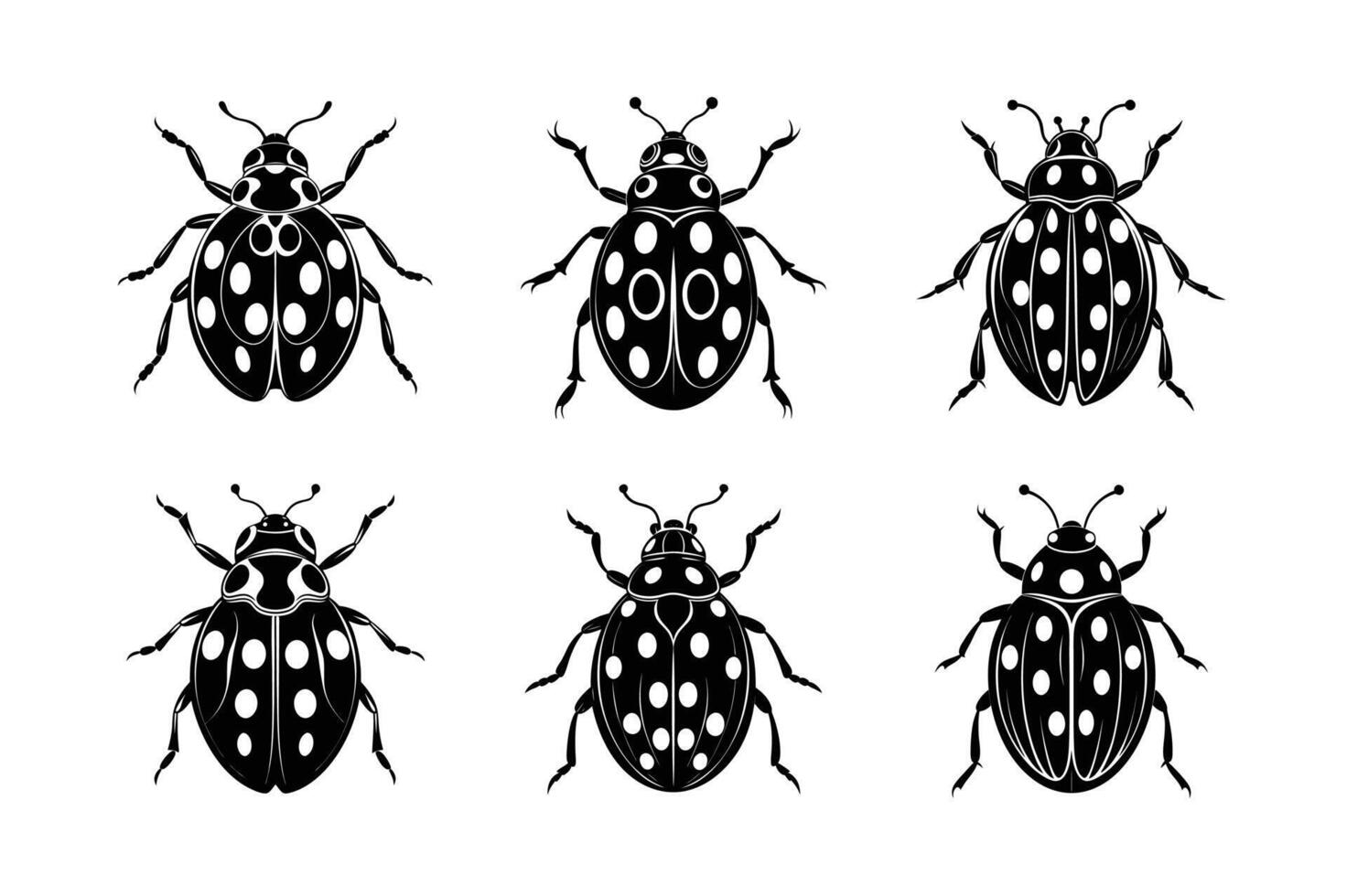 Ladybird silhouette set with white background vector