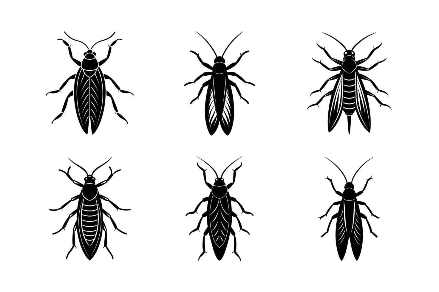 Caddisflies silhouette set with white background vector