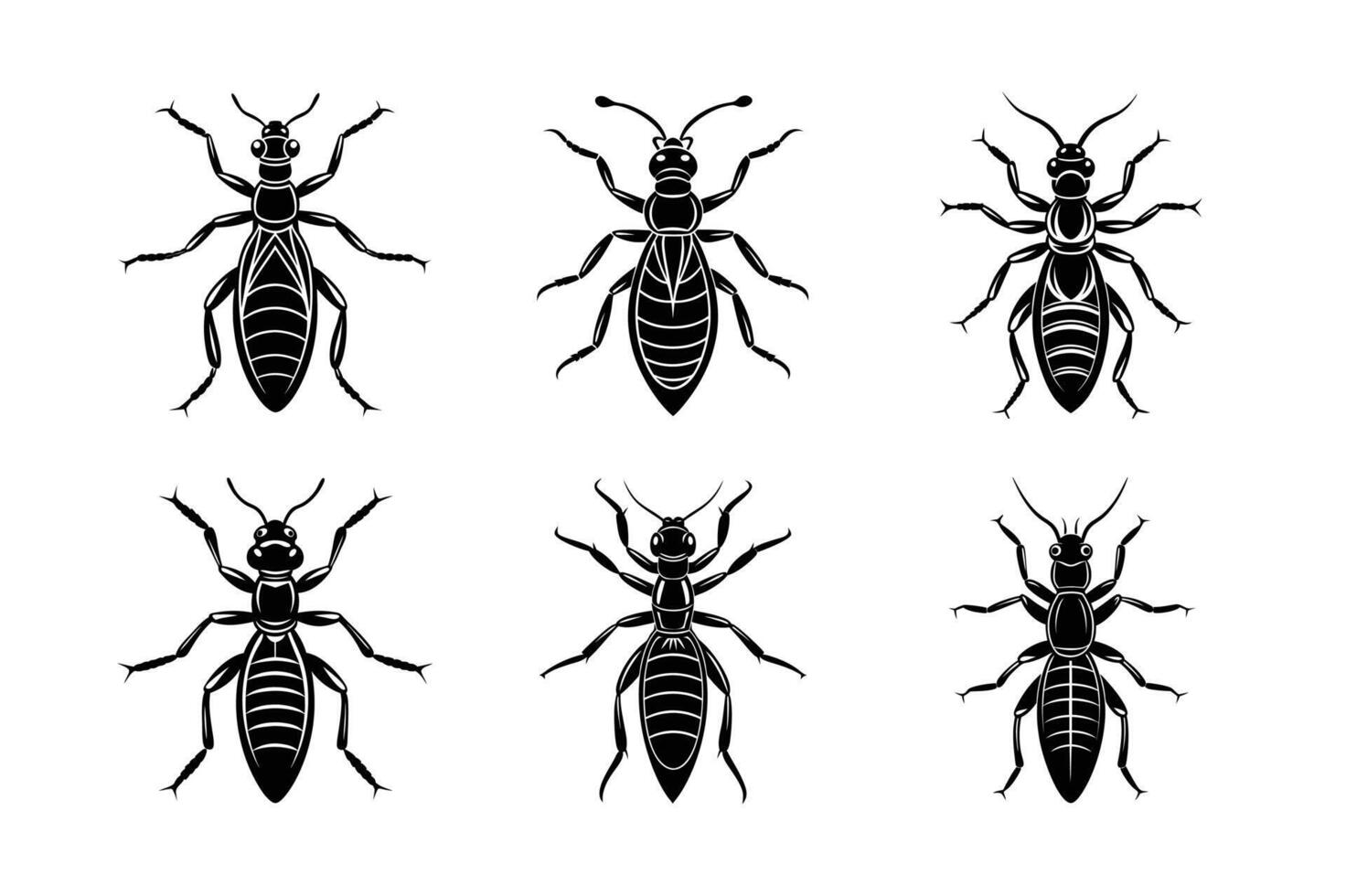 Termite silhouette set with white background vector