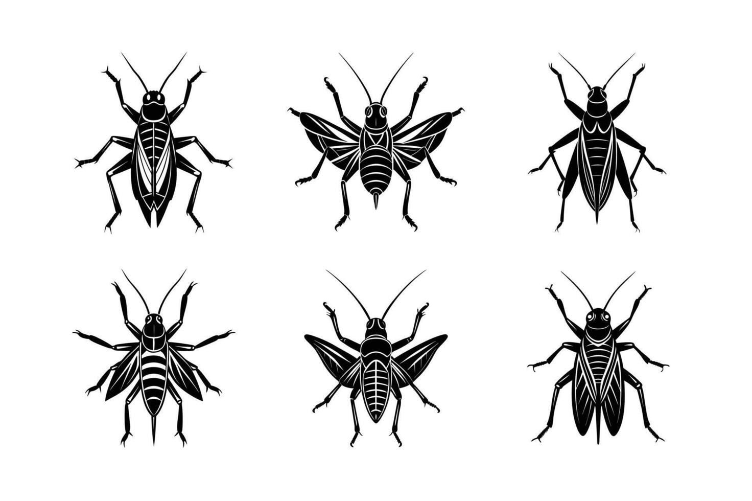 Orthoptera silhouette set with white background vector