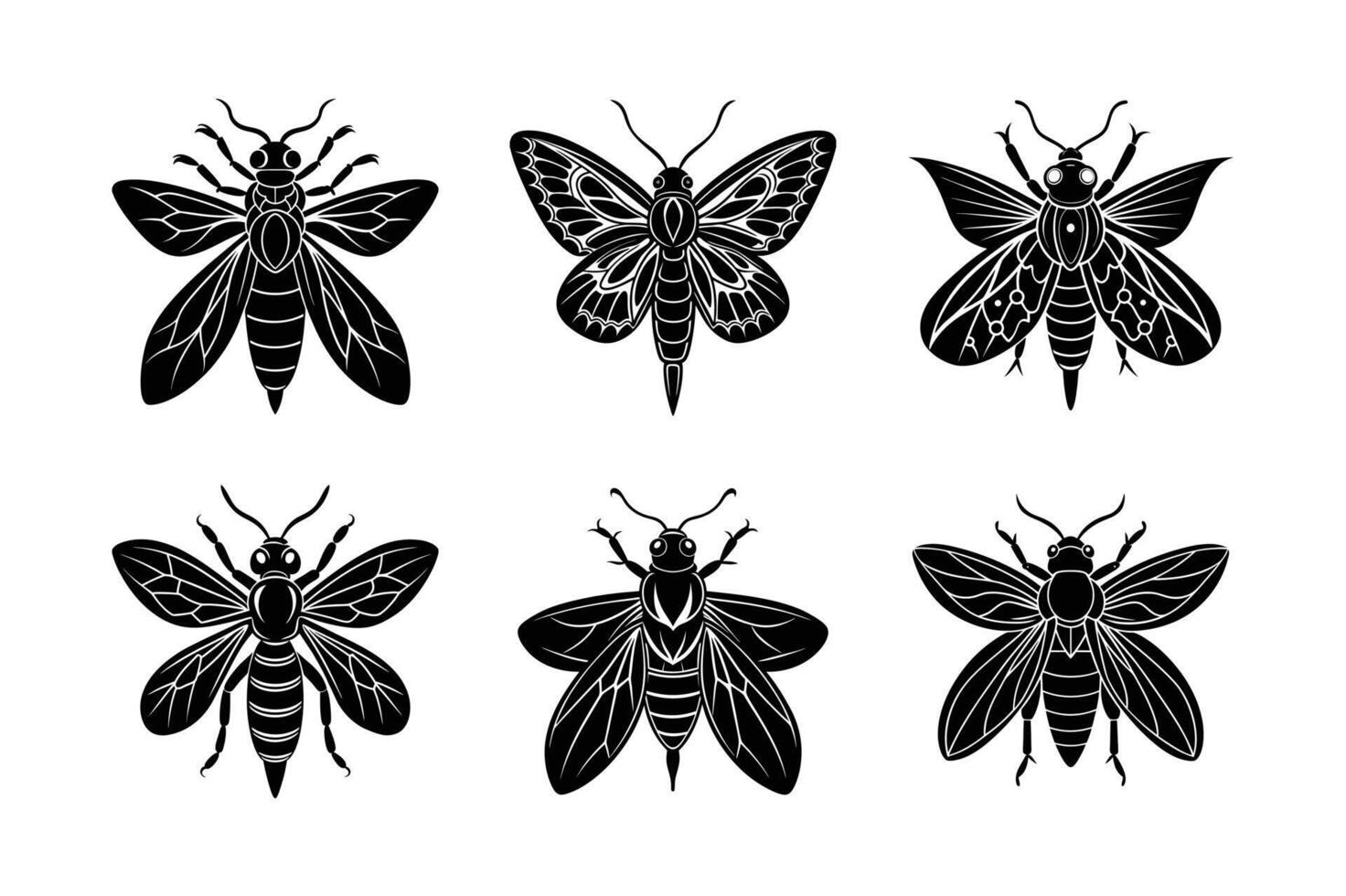 Meganeura silhouette set with white background vector