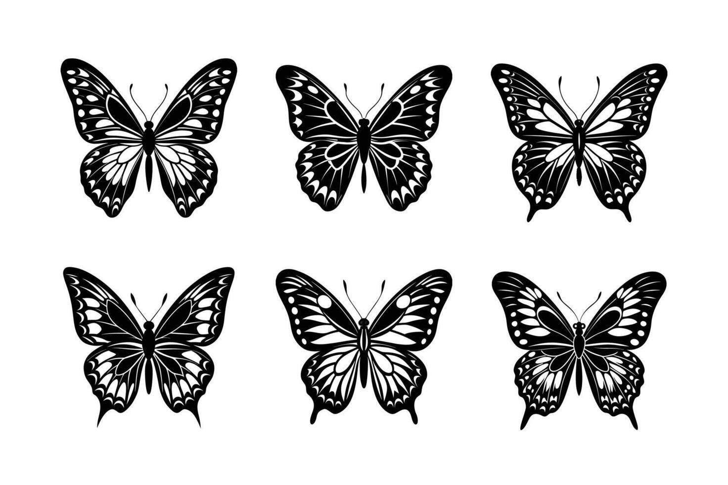 Butterfly silhouette set vector