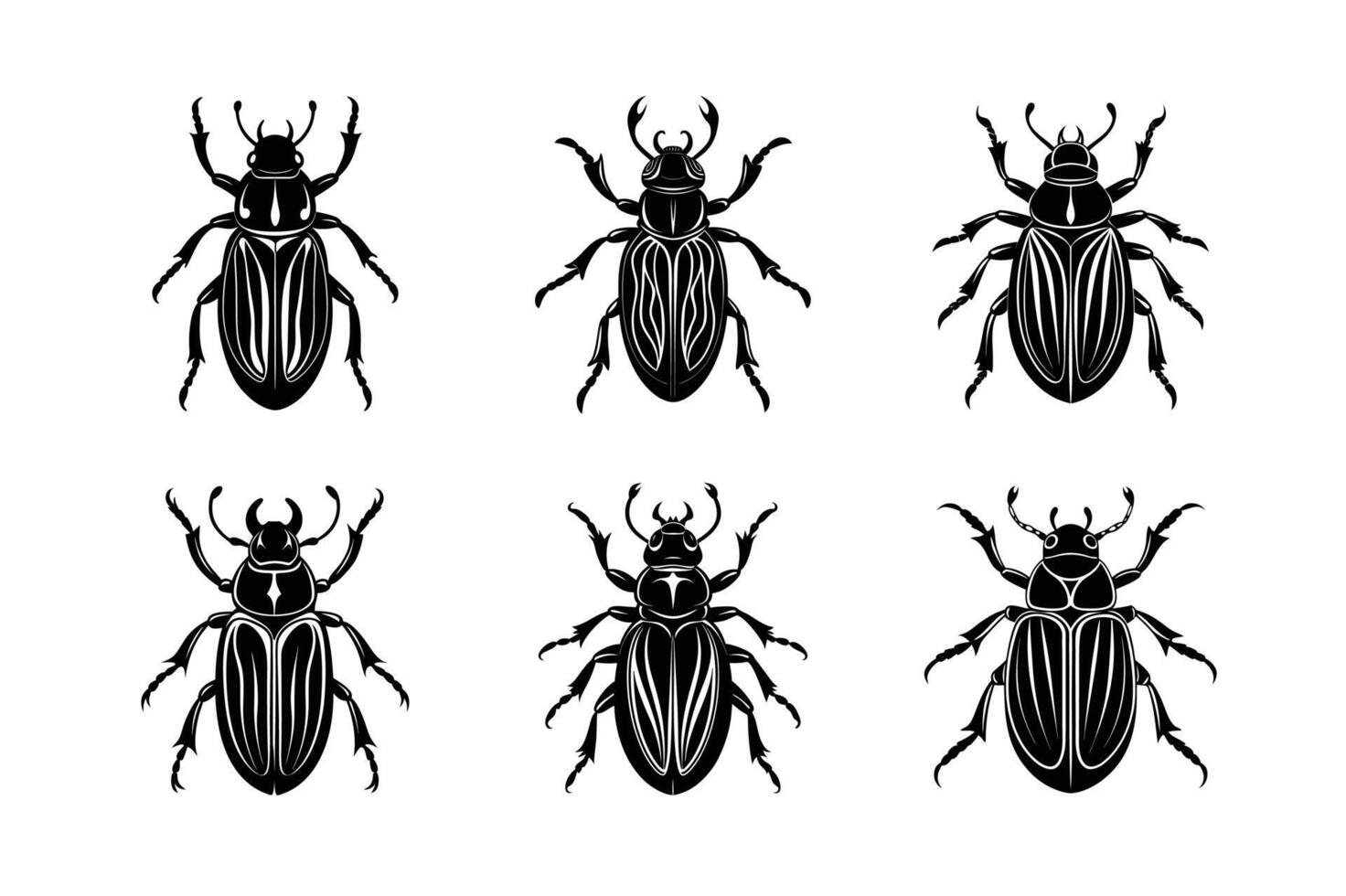 Beetle silhouette set with white background vector