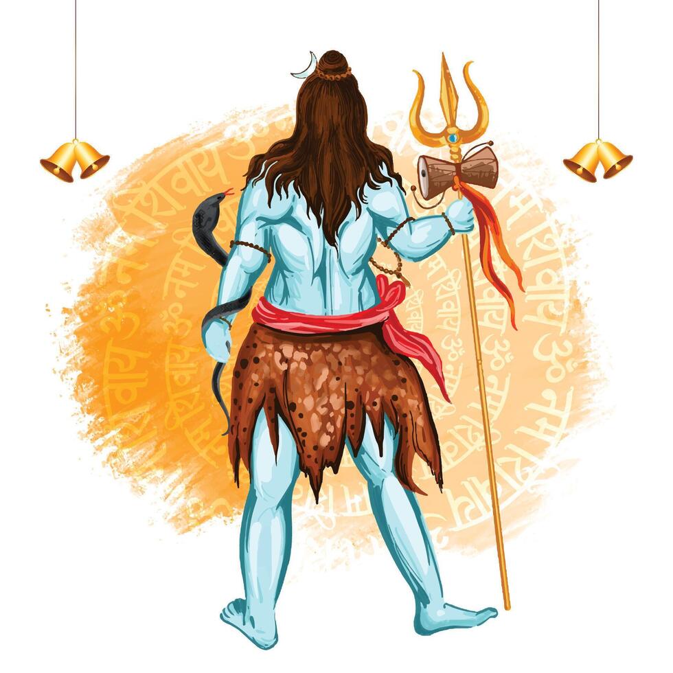 Maha shivratri lord shiva wishes card background vector
