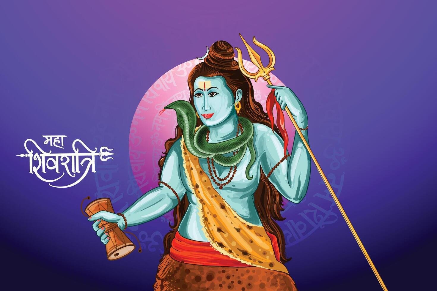 Happy maha shivratri hindu festival card vector