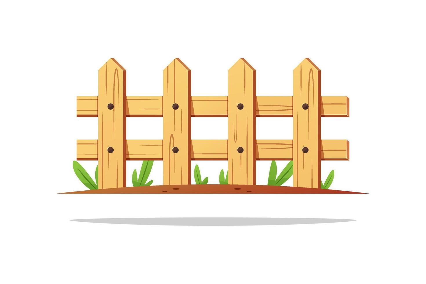 Wooden garden fence isolated on white background. vector