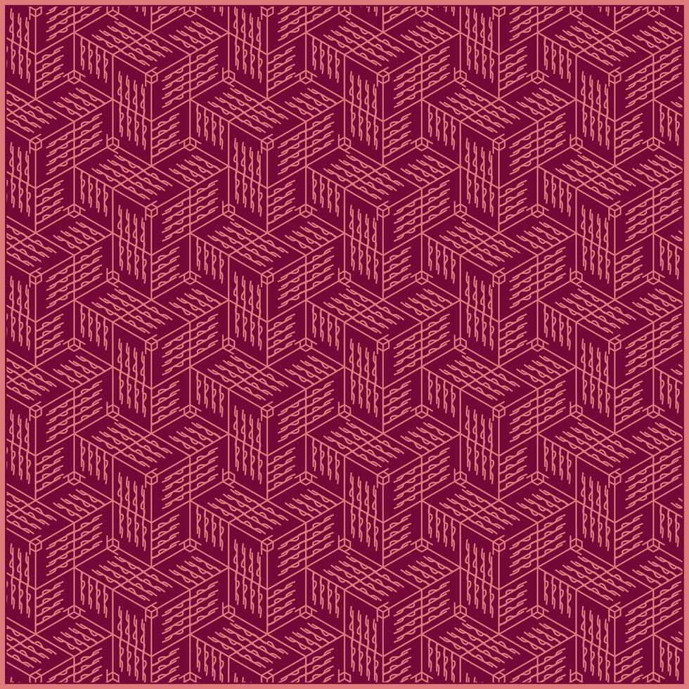 unique cube pattern with dark red background vector