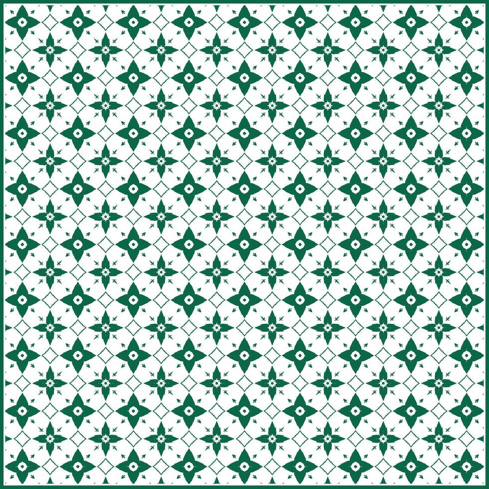 beautiful green batik pattern with four clover flowers vector