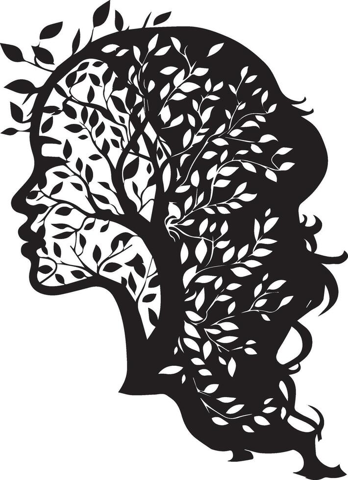 Single woman head tree shape vector