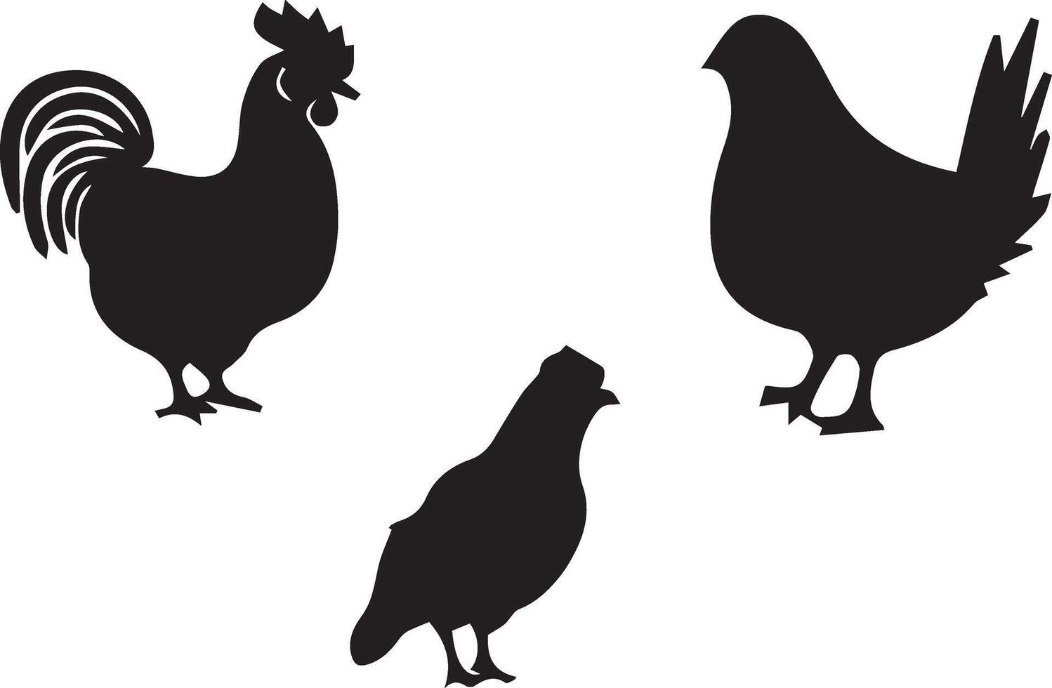Rooster farm animals silhouette vector