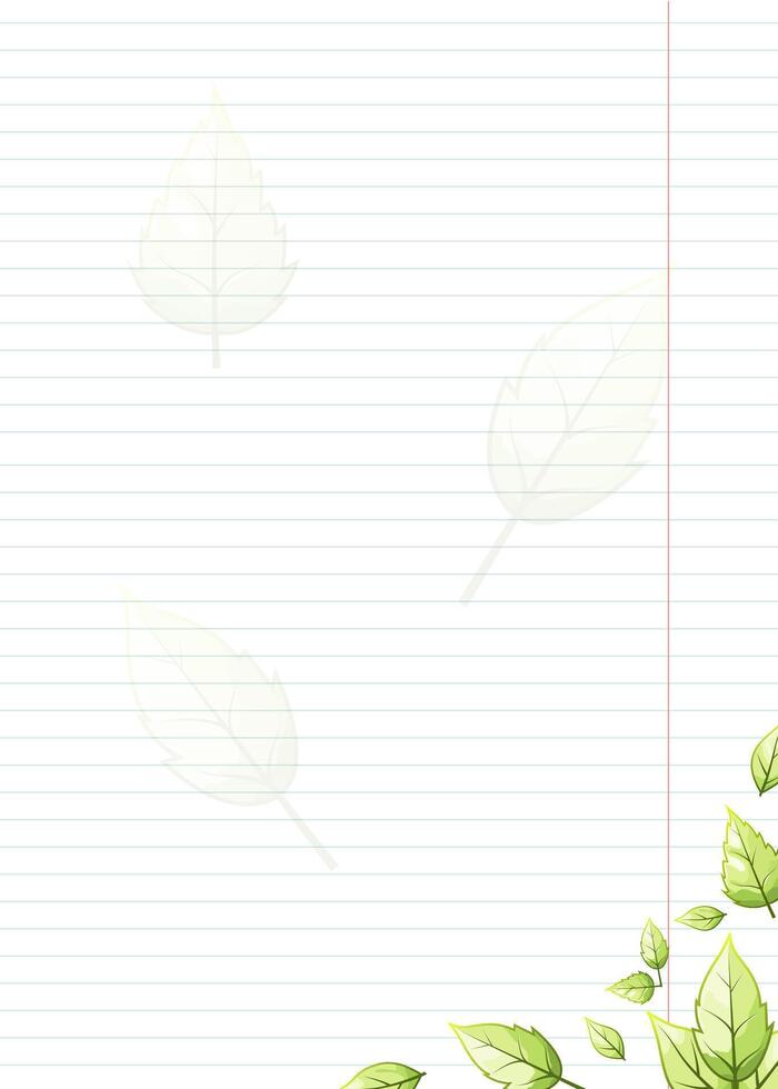blank lined striped sheet with stylized green leaves vector
