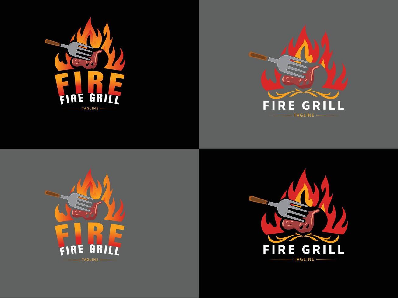 Fiery Grill logo Emblem for Culinary Passion vector