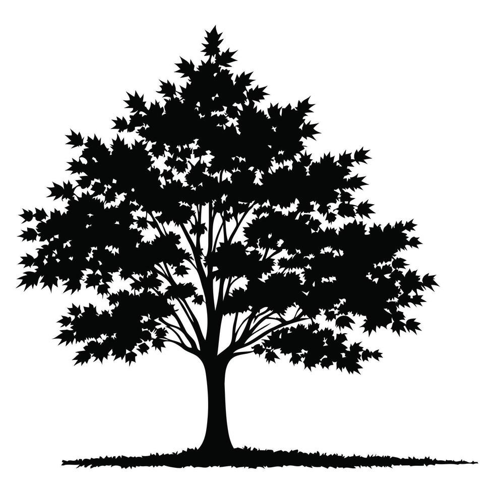 a tree silhouette on a ground. vector