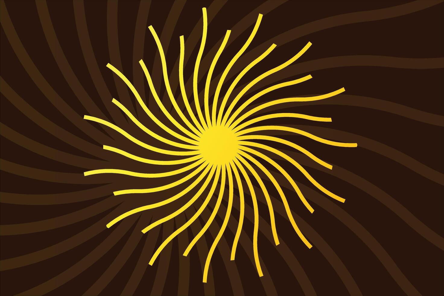 Abstract Spiral Design with Radiating Yellow Lines on a Brown Background vector