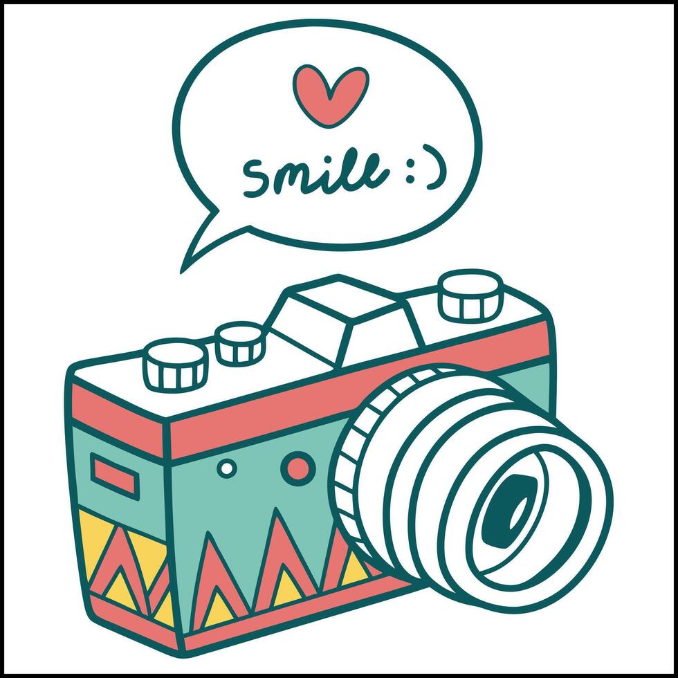Smile Camera Photography Quote Cartoon Design vector