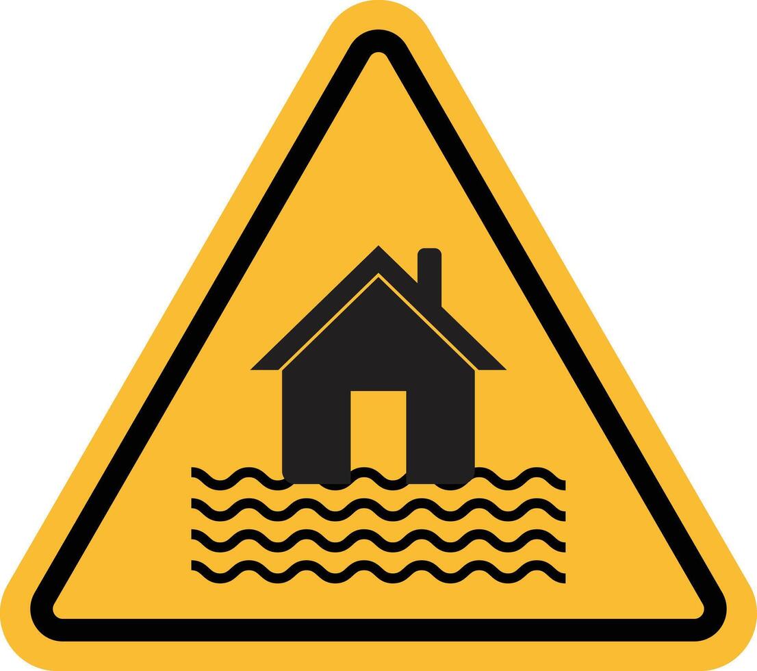 Flood disaster sign isolated on white background . Flood warning sign . illustration vector