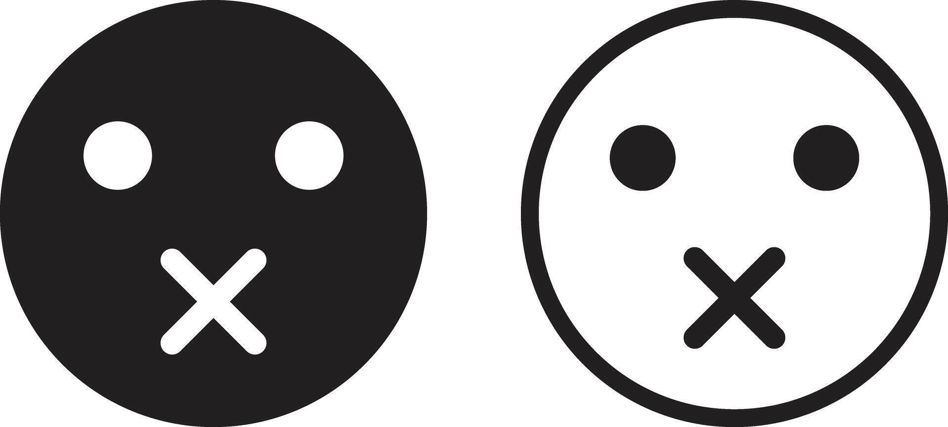 Silent emoji icon set in two styles . Muted emoji icon . illustration vector