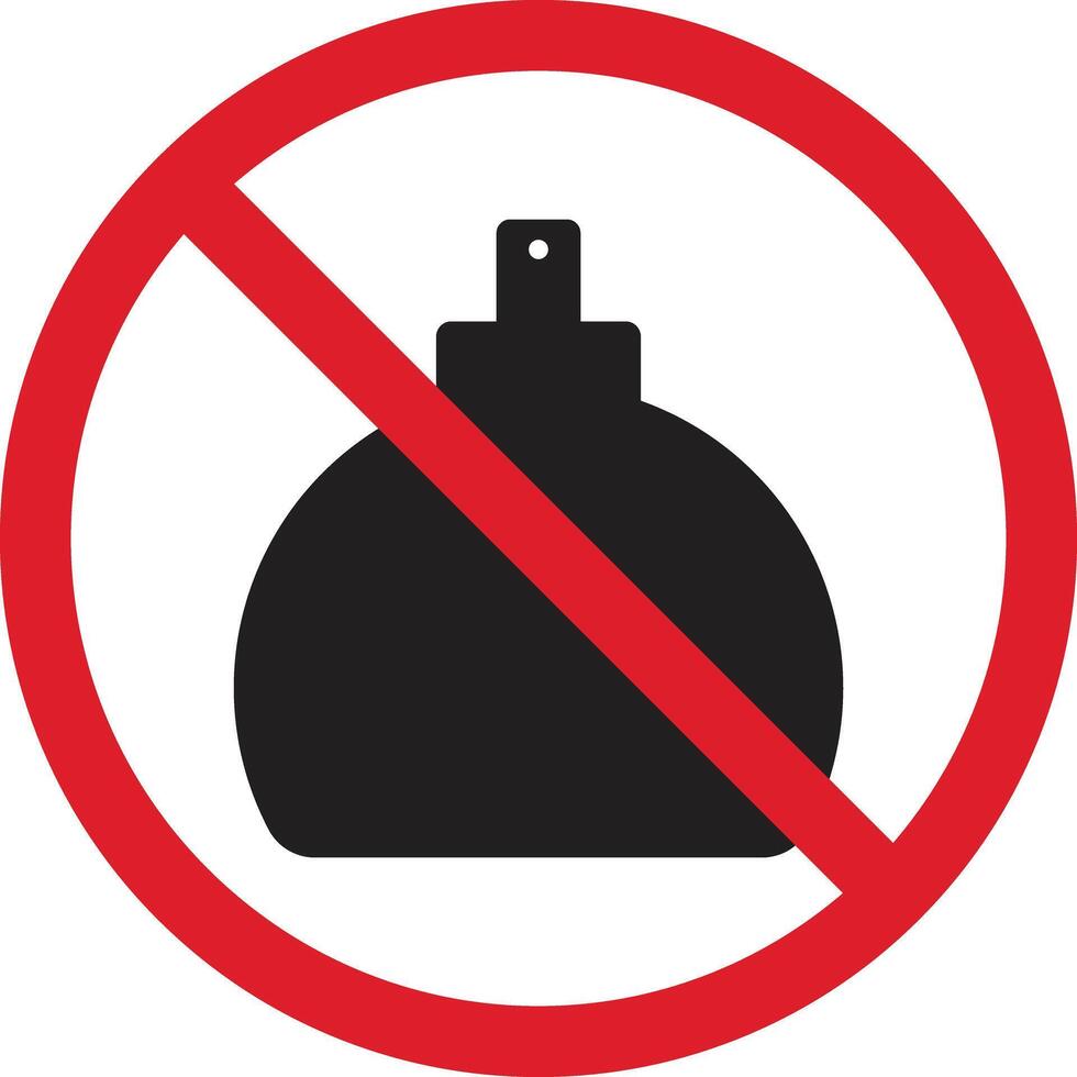 No perfume sign . Forbidden perfume sign . Perfume not allowed icon vector