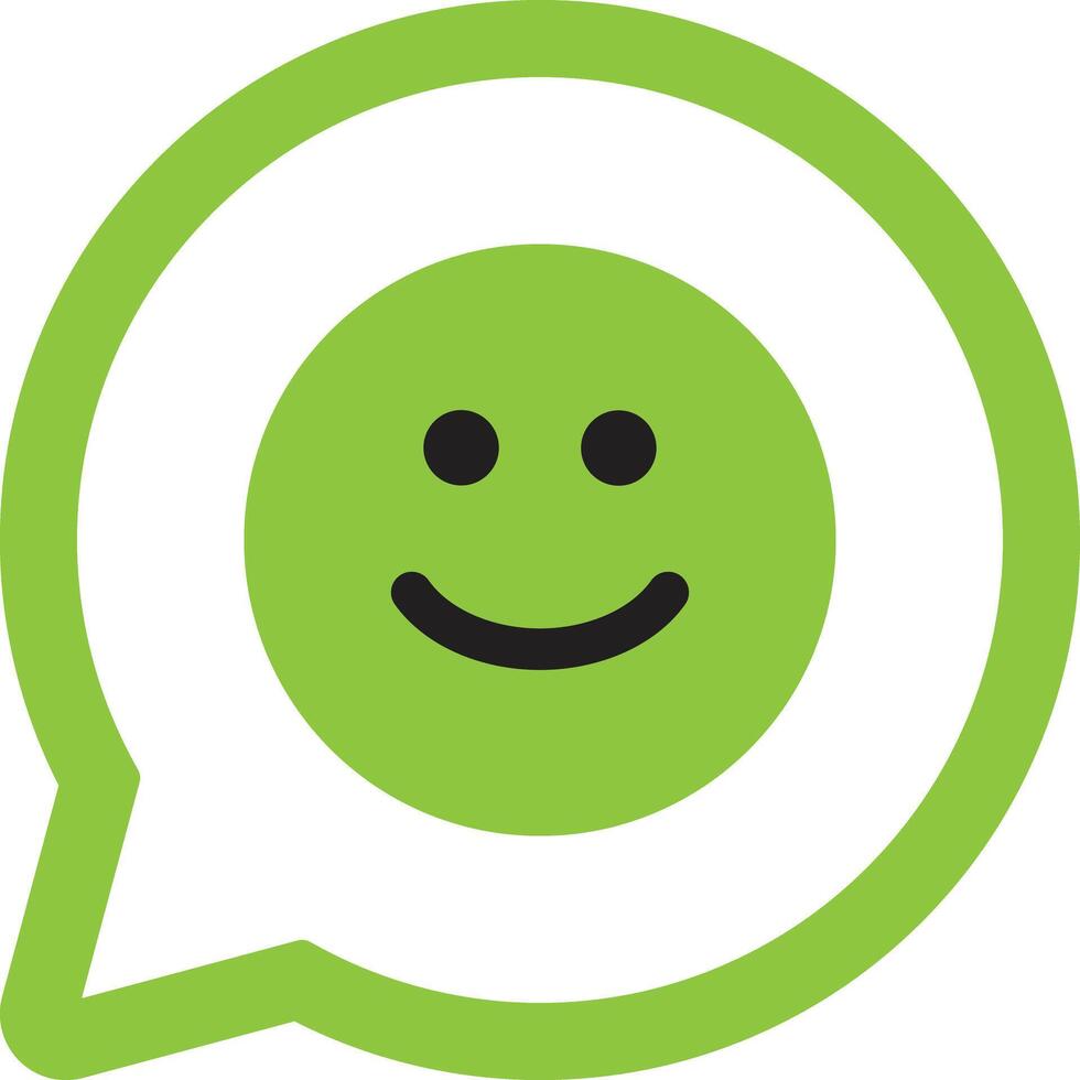 Speech bubble with happy face icon . Green happy face icon . Smile face icon . illustration vector