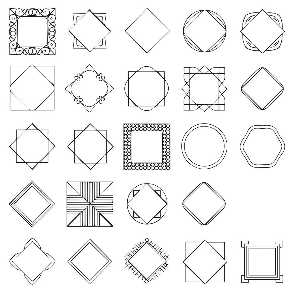 Geometric Square Circle Frame Set vector