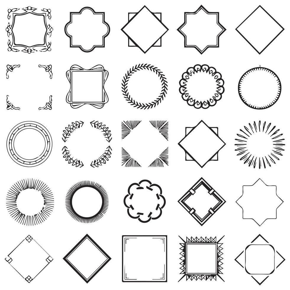 Elegant Borders Floral Shape Set vector