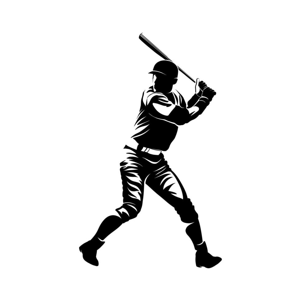 silhouette of a baseball player preparing to hit the ball vector